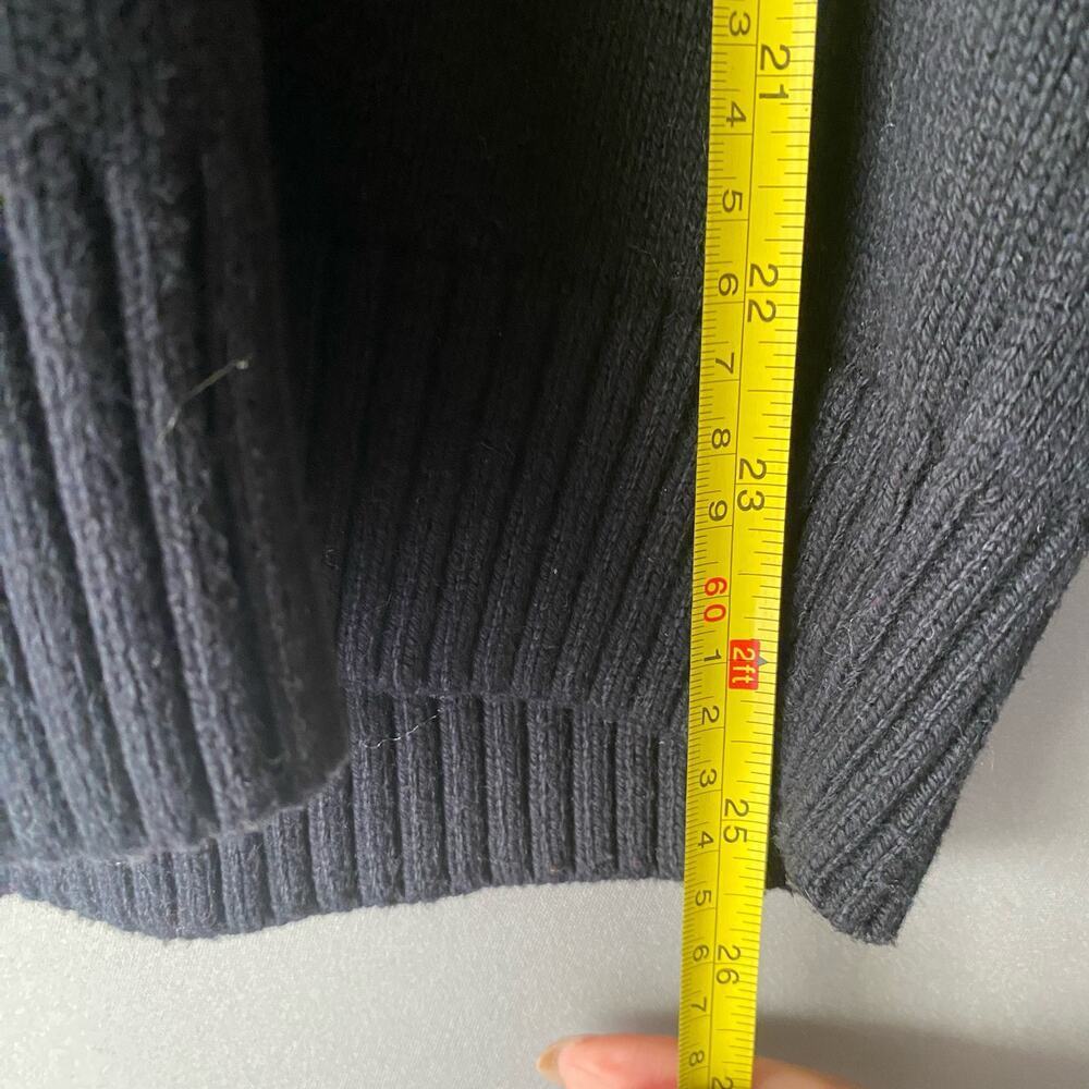 American Eagle Wool Rugged Outdoors Fisherman Fair Isle Shawl Sweater XS Black - Picture 10 of 10